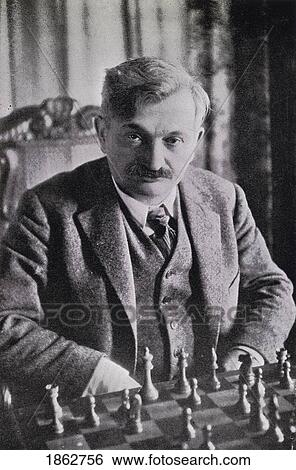 Stock Photograph - Emanuel Lasker 1868 ÃƒÆ’Ã‚Â» 1941 German Chess Grandmaster Mathematician And Philosopher Second World Chess Champion Illustration From Chess Pie No3 The Official Souvenir International Tournament Published 1936. Fotosearch