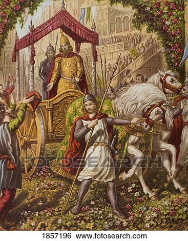 Stock Photograph - Emmanuel's Second Entry Into Mansoul. From The Book The Holy WarÃƒÂ¢Ã¢â€šÂ¬Ã‚Â By John Bunyan, From Late 19Th Century Edition.. Fotosearch