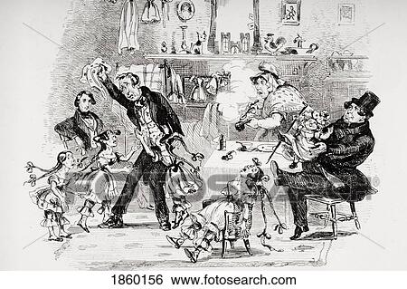 Stock Photograph - Emotion Of Mr. Kenwigs On Hearing The Family News From Nicholas. Illustration From The Charles Dickens Novel Nicholas Nickleby By H. K. Browne Known As Phiz. Fotosearch