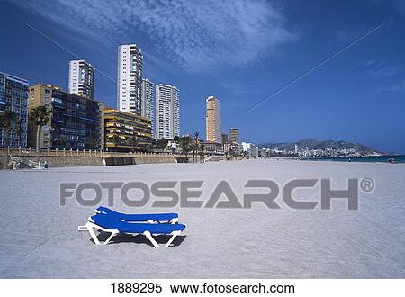 Empty Beach Chairs On Benidorm Beach View Large Photo Image Stock Photography - Empty Beach Chairs On Benidorm Beach. Fotosearch
