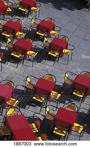 Empty Cafe Table And Chairs, Aerial View View Large Photo Image Stock Image - Empty Cafe Table And Chairs, Aerial View. Fotosearch