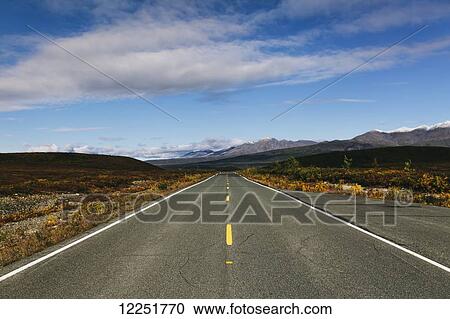 Empty Denali National Park road, near Paxson; Alaska, United States of America View Large Photo Image Stock Image - Empty Denali National Park road, near Paxson; Alaska, United States of America. Fotosearch