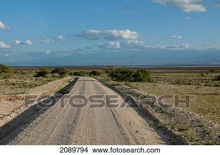 Picture - Empty Road In Kilimanjaro At Amboseli, Kenya. Fotosearch