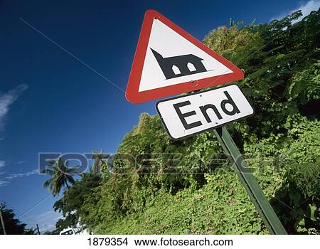 Picture - End Of Church Area On Road. Fotosearch