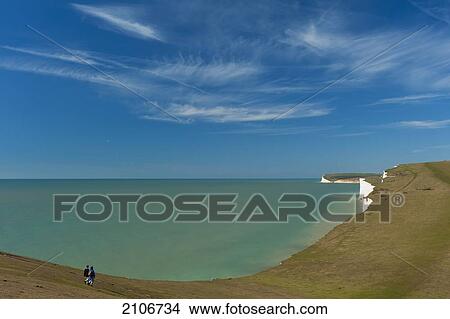 England, East Sussex, Landscape with beach and cliffs; Seven Sisters National Park View Large Photo Image Picture - England, East Sussex, Landscape with beach and cliffs; Seven Sisters National Park. Fotosearch