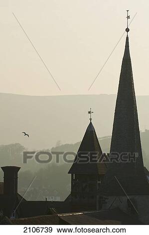 Stock Photo - England, East Sussex, Town skyline; Lewes. Fotosearch