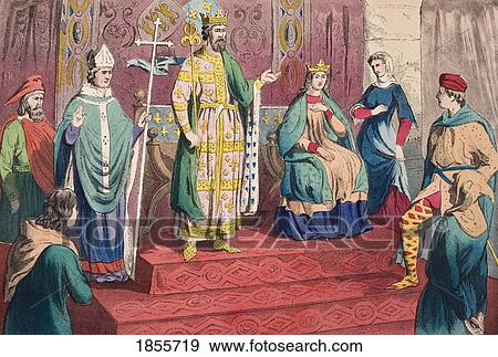 English Costumes Of The 13Th Century. From Left Gentleman, Physician, Bishop, King, Queen, Lady, Nobleman, Rustic, From The National And Domestic History Of England By William Aubrey Published London Circa 1890 View Large Photo Image Stock Photo - English Costumes Of The 13Th Century. From Left Gentleman, Physician, Bishop, King, Queen, Lady, Nobleman, Rustic, From The National And Domestic History Of England By William Aubrey Published London Circa 1890. Fotosearch