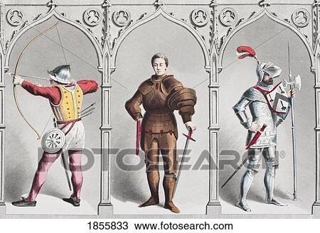 English Military Costume Mid-Fifteenth Century. From The National And Domestic History Of England By William Aubrey Published London Circa 1890 View Large Photo Image Stock Image - English Military Costume Mid-Fifteenth Century. From The National And Domestic History Of England By William Aubrey Published London Circa 1890. Fotosearch