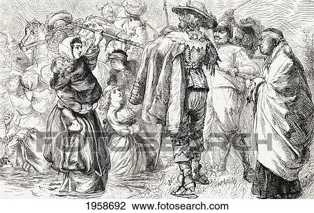 Stock Image - English Protestants Being Drowned By Irish Catholics During The Irish Rebellion Of 1641. From The Book Of Martyrs By John Foxe, Published C. 1865.. Fotosearch