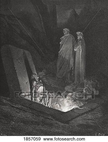 Stock Photo - Engraving By Gustave Dore 1832-1883 French Artist And Illustrator For Inferno By Dante Alighieri Canto X Lines 40 To 42. Fotosearch
