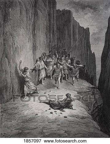 Stock Photo - Engraving By Gustave Dore 1832-1883 French Artist And Illustrator For Purgatory By Dante Alighieri Canto Xv Lines 103 To 106. Fotosearch