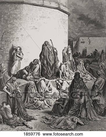 Engraving From The Dore Bible Illustrating Lamentations I 1 And 2 The People Mourning Over The Ruins Of Jerusalem By Gustave Dore 1832-1883 French Artist And Illustrator View Large Photo Image Stock Photograph - Engraving From The Dore Bible Illustrating Lamentations I 1 And 2 The People Mourning Over The Ruins Of Jerusalem By Gustave Dore 1832-1883 French Artist And Illustrator. Fotosearch