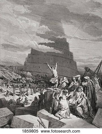 Stock Photography - Engraving From The Dore Bible Illustrating Genesis Xi 7 To 9 The Confusion Of Tongues By Gustave Dore 1832-1883 French Artist And Illustrator. Fotosearch