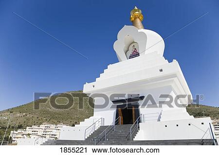 Stock Image - Enlightenment Stupa; Benalmadena, Costa Del Sol, Malaga, Spain. Fotosearch