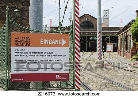 Stock Image - Entrance At The Tram Museum, Vienna, Austria. Fotosearch