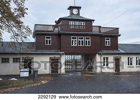 Stock Photo - Entrance gate to Buchenwald Concentration Camp; Buchenwald, Germany. Fotosearch
