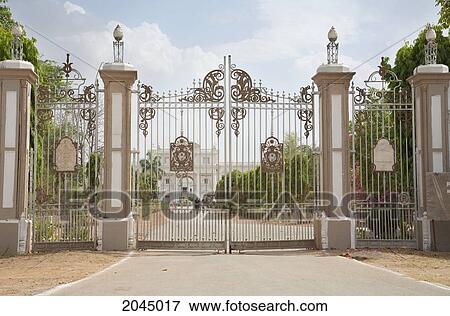 Entrance Gate To The Jay Vilas Palace, Gwalior, Madhya Pradesh, India View Large Photo Image Stock Photo - Entrance Gate To The Jay Vilas Palace, Gwalior, Madhya Pradesh, India. Fotosearch