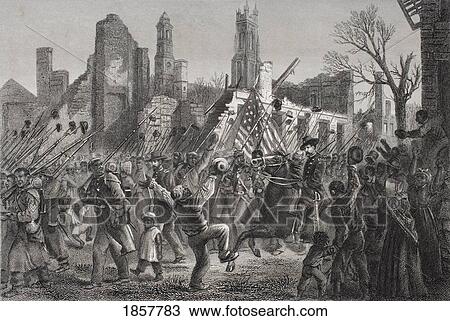 Stock Image - Entrance Of The 55Th Massachusetts Colored Regiment Into Charleston West Virginia February 21 1865. Fotosearch
