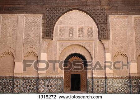 Entrance To Ben Youssef Madrassa View Large Photo Image Stock Image - Entrance To Ben Youssef Madrassa. Fotosearch