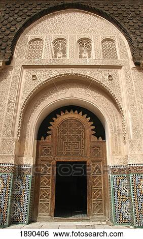 Stock Photograph - Entrance To Ben Youssef Medersa. Fotosearch
