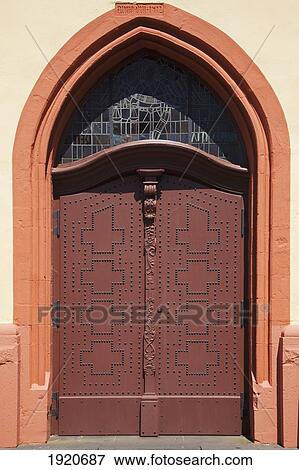 Stock Photo - Entrance To Old Church; Linz Am Rhein, Rheinland-Pfalz, Germany. Fotosearch