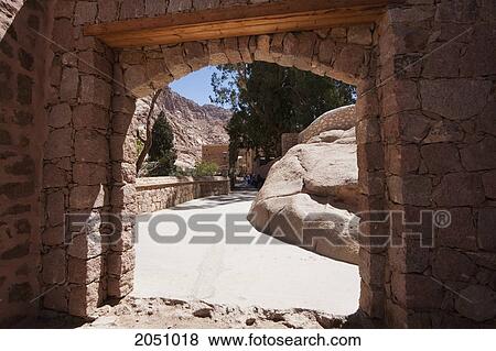 Stock Photo - Entrance To The Orchard Of The Holy Monastery Of St. Catherine At Mount Sinai, South Sinai, Egypt. Fotosearch