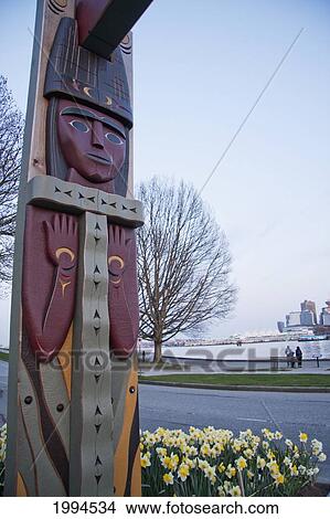 Picture - Entrance To The Totem Poles In Stanley Park, Vancouver, British Columbia, Canada. Fotosearch