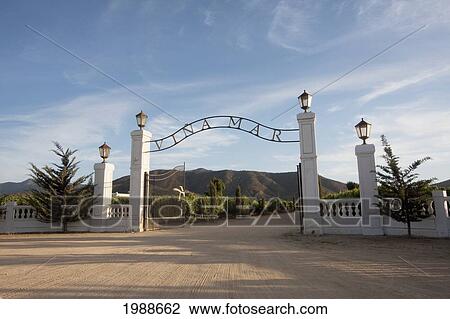 Stock Image - Entrance To The Vina Mar Winery, Casablanca, Valparaiso Region, Chile. Fotosearch