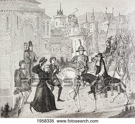 Stock Photography - Entry Of Louis Viii King Of France And The Papal Legate Cardinal St. Angelo Into Avignon In 1226. The City Had Just Capitulated After A 3 Month Siege. From Military And Religious Life In The Middle Ages By Paul Lacroix Published London Circa 1880.. Fotosearch