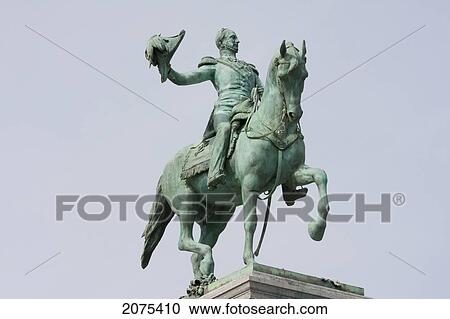 Stock Image - Equestrian Statue Of William Ii On Place Guillaume Ii, Luxembourg. Fotosearch