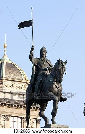 Equestrian Statue To St. Wenceslas On Wenceslas Square, Prague, Czech Republic View Large Photo Image Stock Photograph - Equestrian Statue To St. Wenceslas On Wenceslas Square, Prague, Czech Republic. Fotosearch
