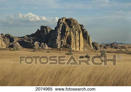 Stock Photography - Eroded Jurassic Sandstone Massif In Isalo National Park, Fianarantsoa Province, Madagascar. Fotosearch