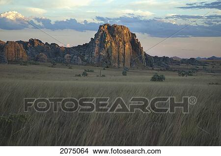 Eroded Jurassic Sandstone Massive By La Fenetre Rock Formation, Isalo National Park, Fianarantsoa Province, Madagascar View Large Photo Image Picture - Eroded Jurassic Sandstone Massive By La Fenetre Rock Formation, Isalo National Park, Fianarantsoa Province, Madagascar. Fotosearch