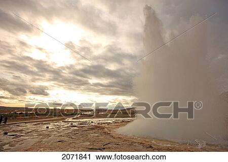 Stock Image - Erupting Geyser, Eastern Iceland. Fotosearch