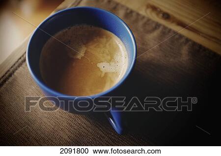 Espresso With Cream In Blue Porcelain Cup View Large Photo Image Stock Image - Espresso With Cream In Blue Porcelain Cup. Fotosearch