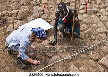 Stock Photograph - Ethiopia, South Western Ethiopia, Omo Valley, Southern Mursiland, Archeology work; Dirikoro. Fotosearch