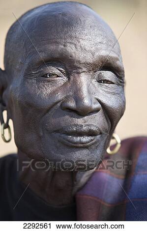 Stock Image - Ethiopia, Southern Nations Nationalities And Peoples' Region, South Omo, Mursiland, Portrait Of Priest (Komoru) Of Nothern Mursi Tribe; Maridungka Village. Fotosearch