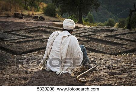 Stock Photo - Ethiopian Orthodox Christian pilgrim; Lalibela, Ethiopia. Fotosearch