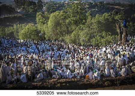 Stock Photography - Ethiopian Orthodox Christian pilgrims; Lalibela, Ethiopia. Fotosearch