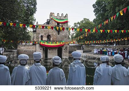 Stock Image - Ethiopian Orthodox Christians at Timkat; Lalibela, Ethiopia. Fotosearch
