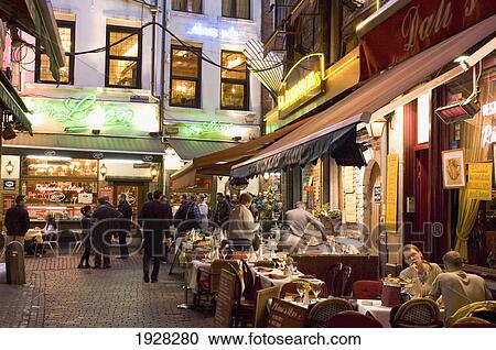 Stock Image - Europe, Belgium, Brussels, Restaurant Display. Fotosearch
