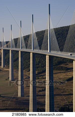 Europe, France, aveyron, Millau, suspension bridge View Large Photo Image Stock Photography - Europe, France, aveyron, Millau, suspension bridge. Fotosearch