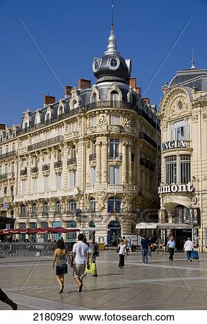 Stock Photo - Europe, France, Montpellier Languedoc Rousillon Herault Place de la Comedie. Fotosearch