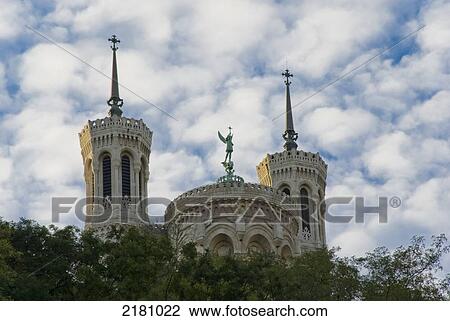 Stock Image - Europe, France, Rhone, Lyons Basilica Fourviere. Fotosearch