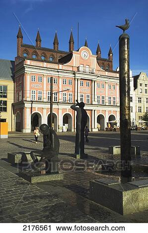 Stock Image - Europe, Germany, Mecklenburg West Pomerania, Rostock Rathaus. Fotosearch