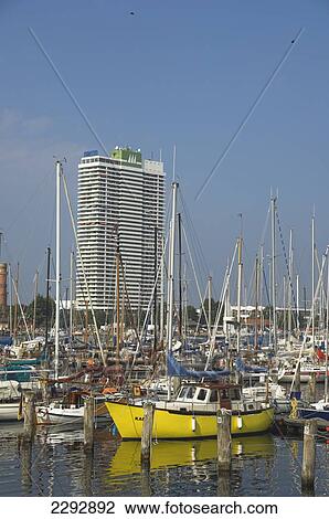 Stock Image - Europe, Germany, Schleswig Holstein, Travemunde Port Skyscraper. Fotosearch