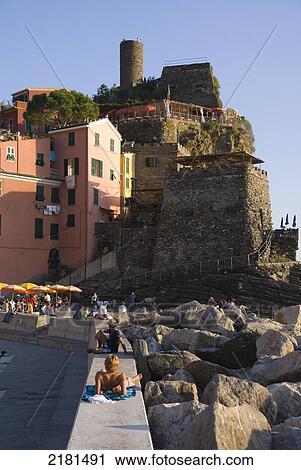 Stock Image - Europe, Italy, Liguria, Levante, Cinque Terre, Vernazza. Fotosearch