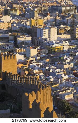 Stock Photo - Europe, Spain, Almeria, Alcazaba City From Castle. Fotosearch