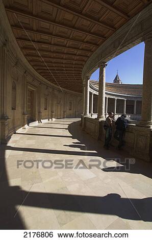 Stock Photograph - Europe, Spain, Andalucia, Alhambra, Granada, Palace Of Carlos V. Fotosearch