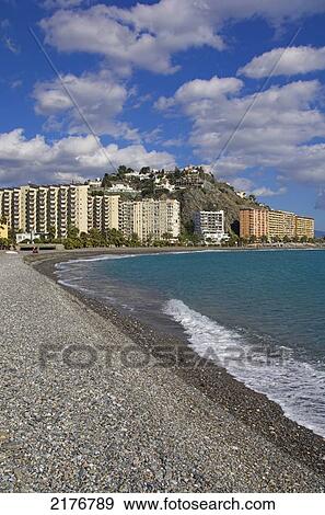 Stock Photo - Europe, Spain, Andalucia, Almunecar Beach. Fotosearch